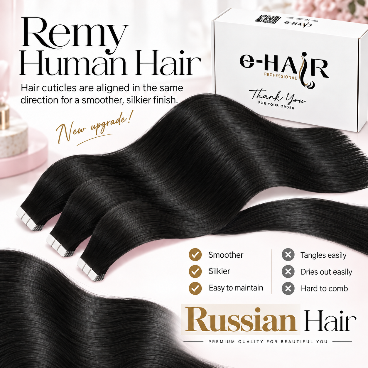 Tape Extensions Gold Line 10 Pcs 801# Ash Brown 60-65cm - Image 7