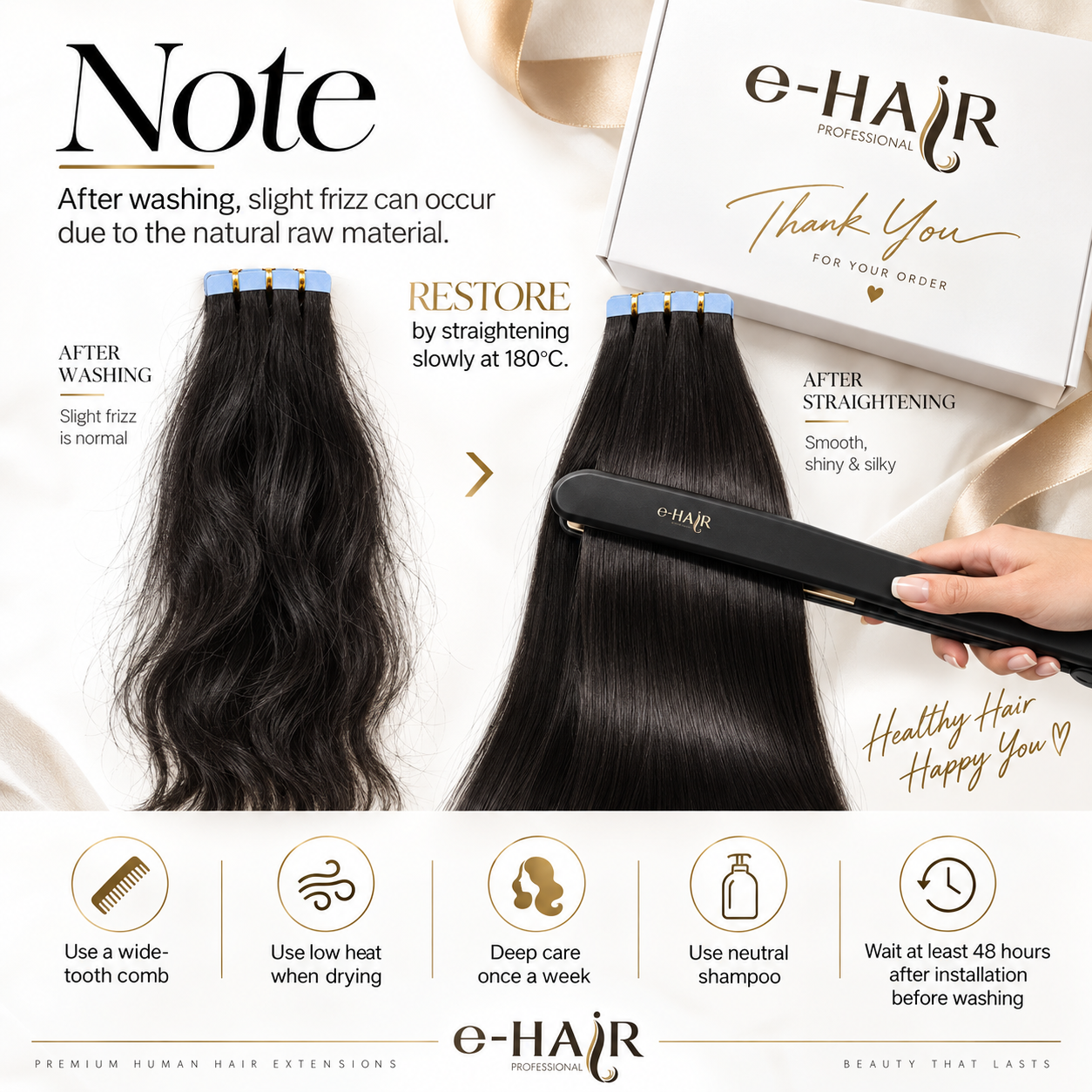 Tape Extensions Gold Line 10 Pcs 801# Ash Brown 60-65cm - Image 8