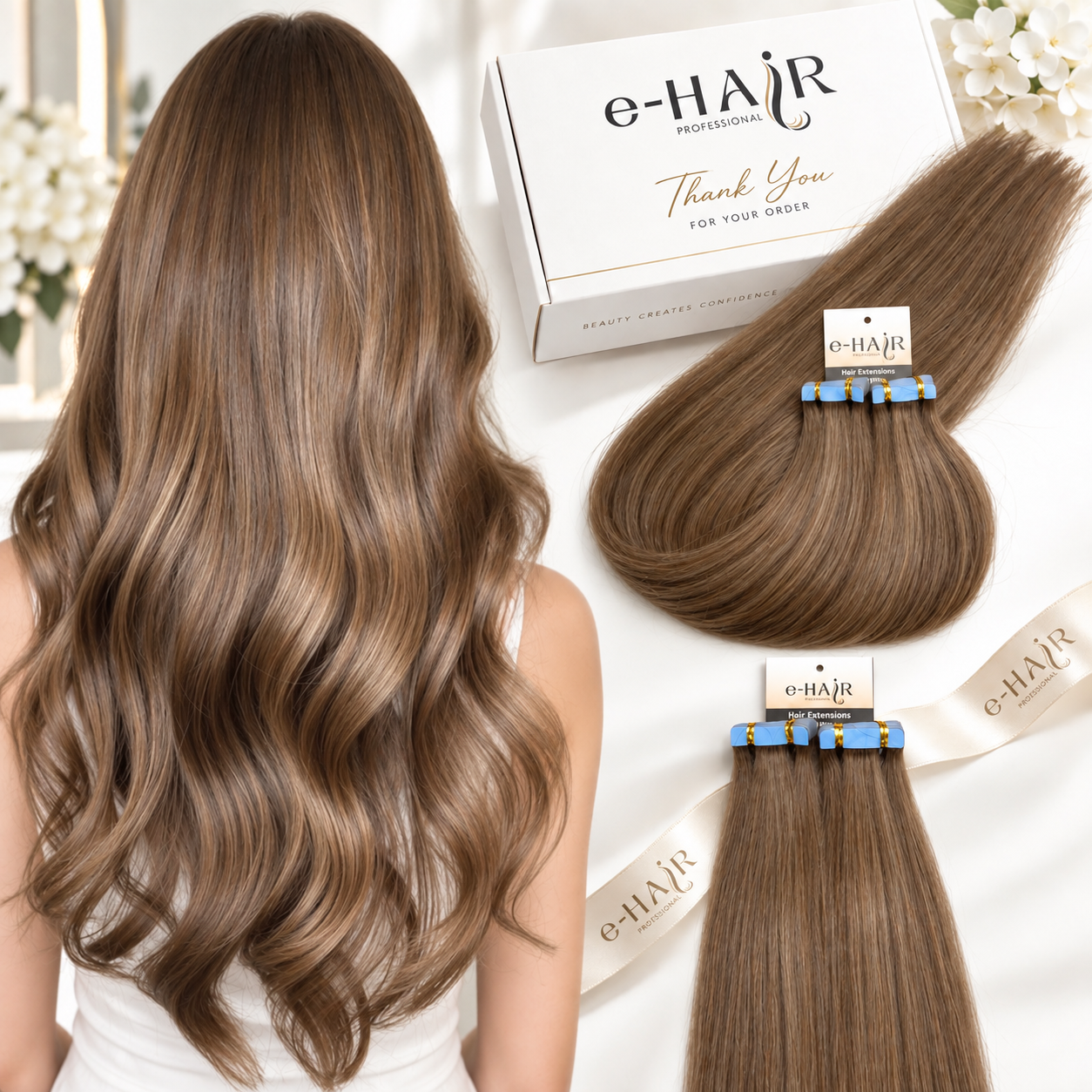 Tape Extensions Gold Line 10 Pcs 801# Ash Brown 60-65cm