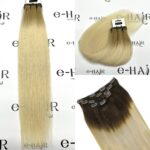 Τρέσα Φυσική Bronze line Hair Με Clips 55cm 100gram Ombre H4-Ice Blonde