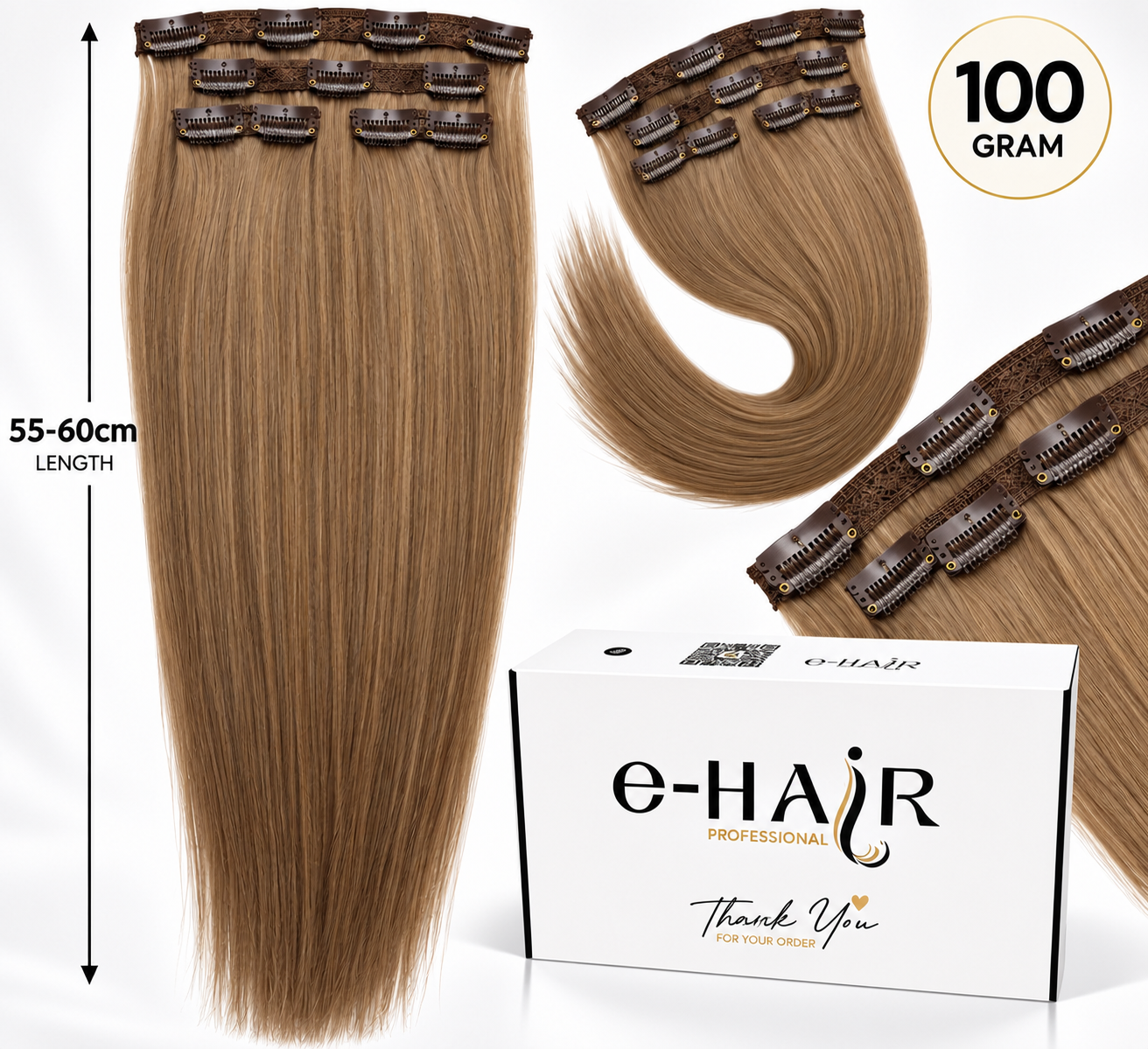 Τρέσα Φυσική Bronze line Hair Με Clips 55cm 100gram 5# Light Brown