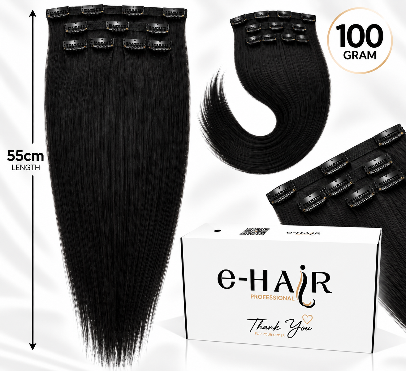 Τρέσα Φυσική Bronze line Hair Με Clips 55cm 100gram 1b# Natural Black