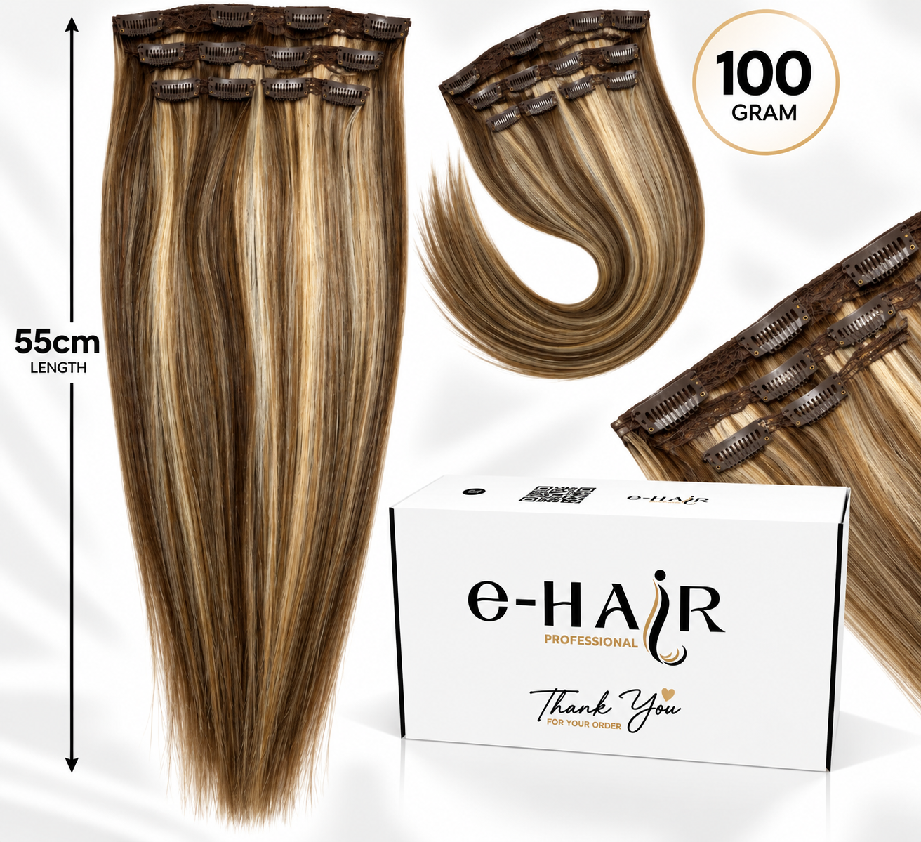 Τρέσα Φυσική Bronze line Hair Με Clips 55cm 100gram P4-613# Ανταύγειες