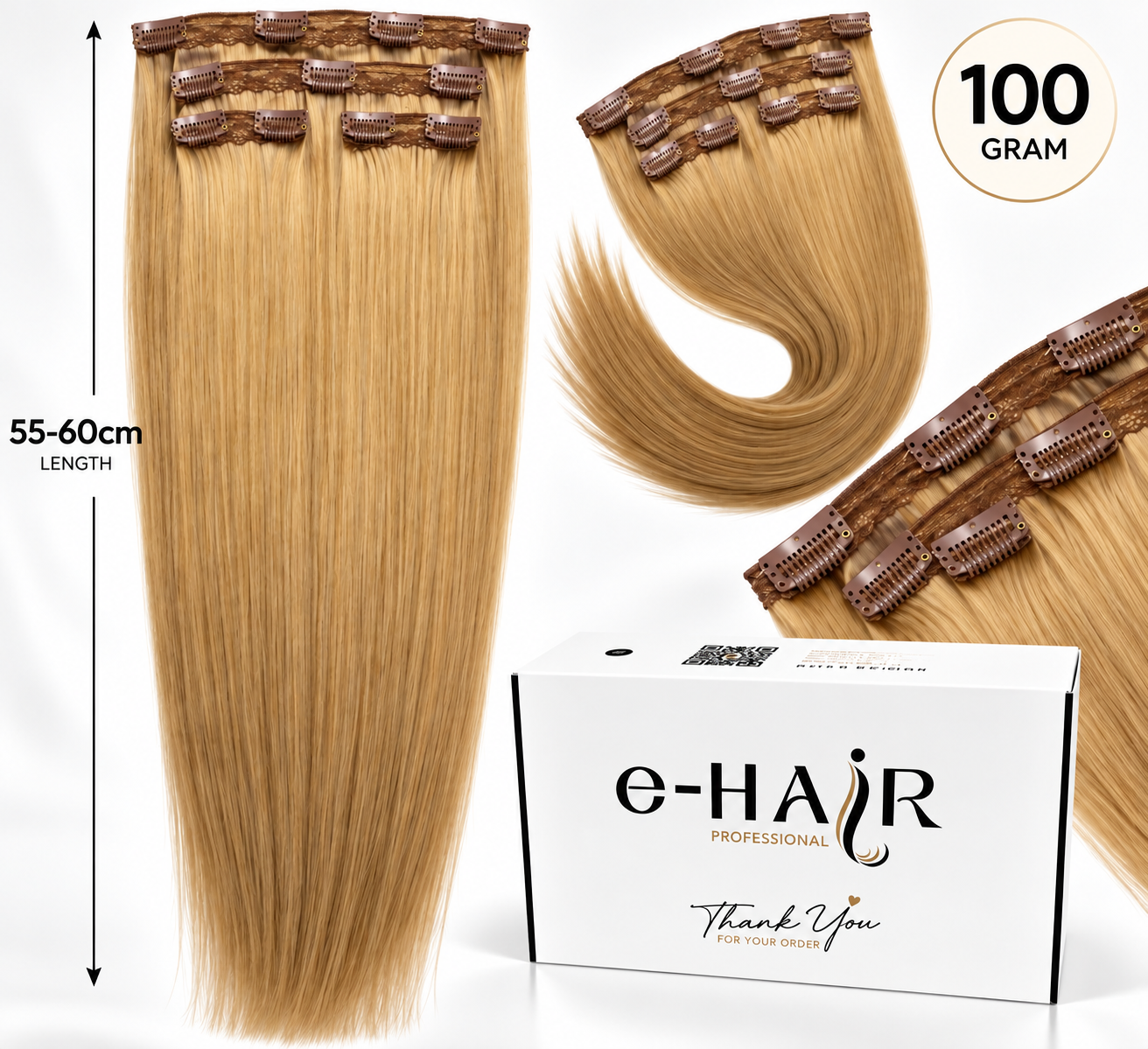 Τρέσα Φυσική Bronze line Hair Με Clips 55cm 100gram 27# Honey Blonde