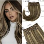 Τρέσα Φυσική Με Clips Silver Line 55-60cm P4/613# Με Ανταύγειες