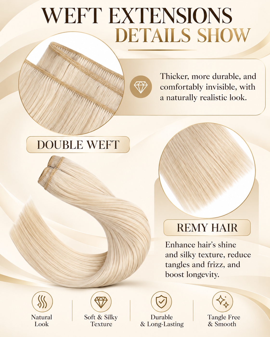 Τρέσα Φυσική Bronze Line Hair 55cm 60# Light Blonde - Image 9
