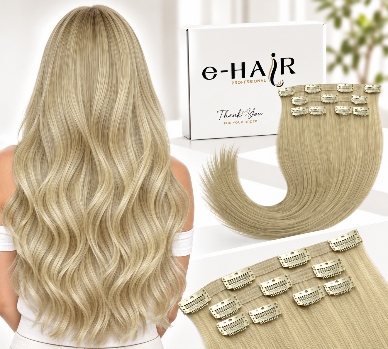 Τρέσα Φυσική Russian Hair Gold line Με Clips 60cm 100gram 20# Ash Blonde