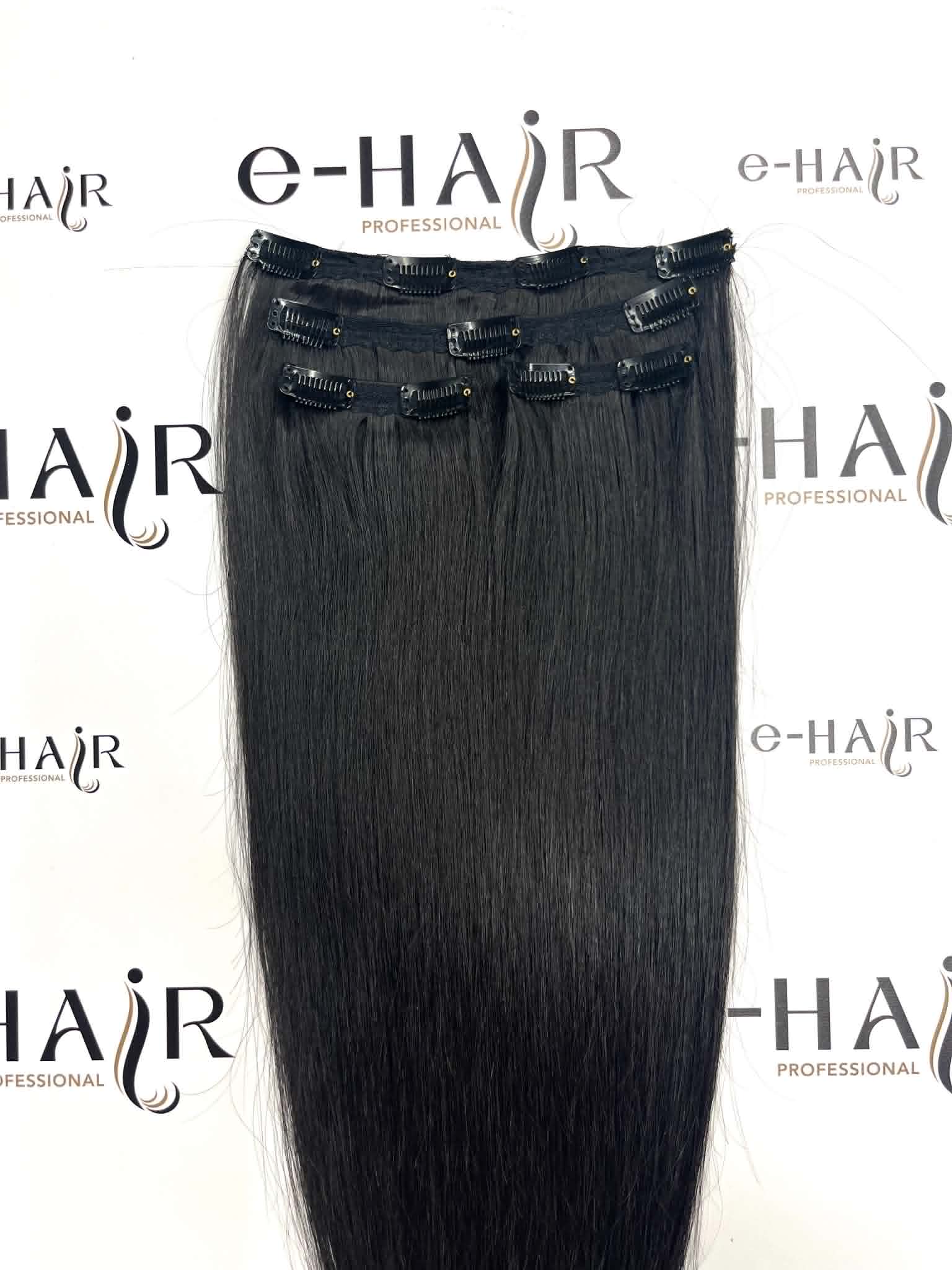 Τρέσα Με Clips Gold Line Russian Hair 55cm 1B# Natural Black - Image 6
