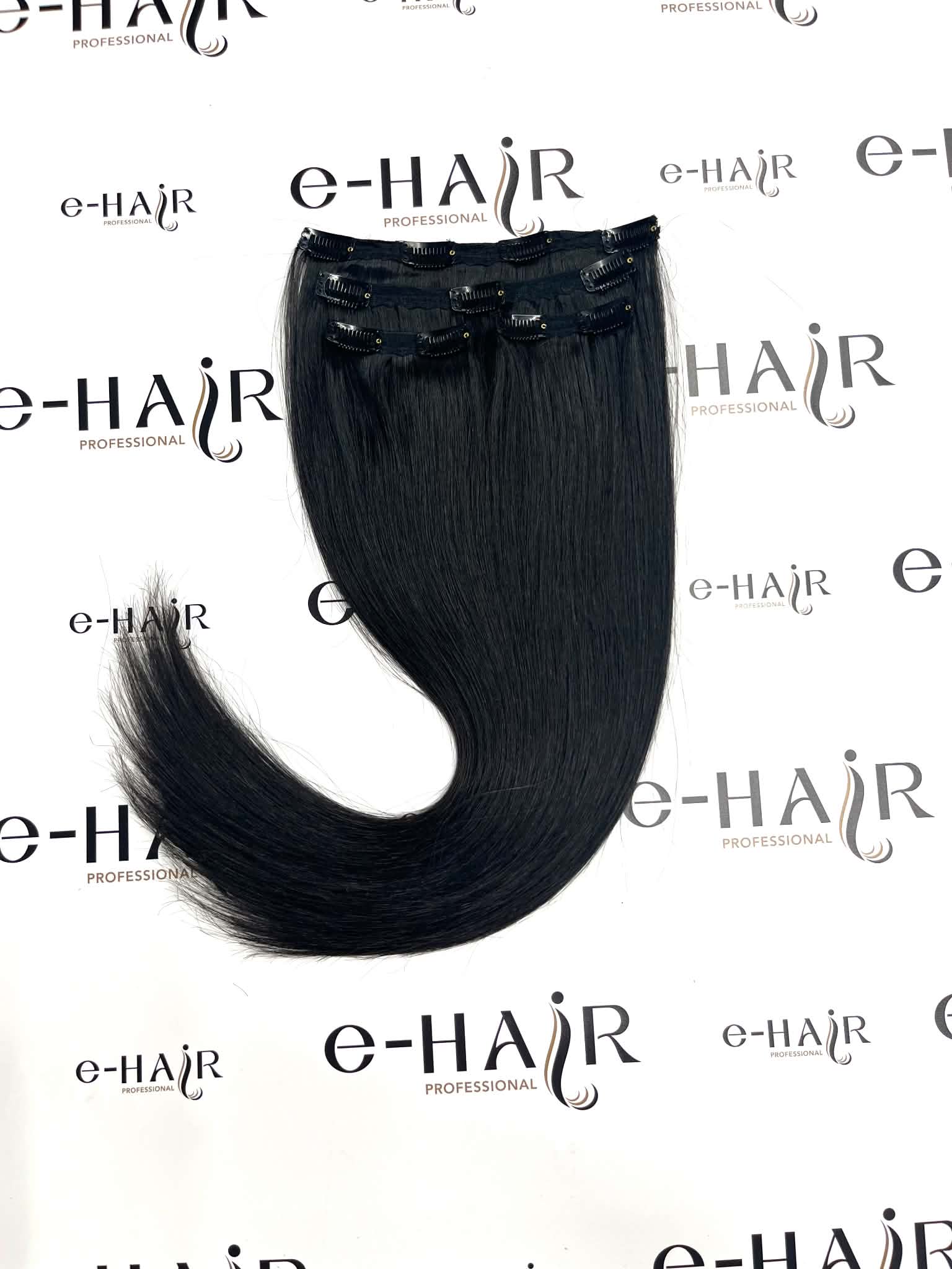 Τρέσα Με Clips Gold Line Russian Hair 55cm 1B# Natural Black - Image 4