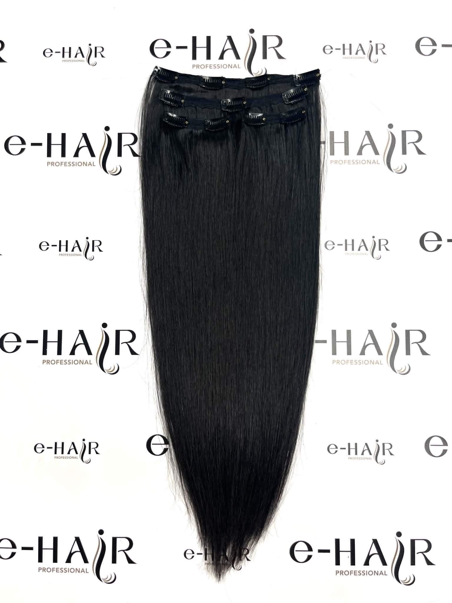Τρέσα Με Clips Gold Line Russian Hair 55cm 1B# Natural Black - Image 5