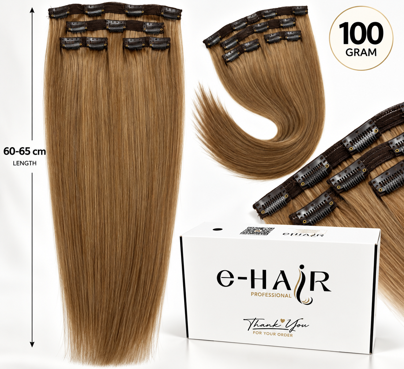Τρέσα Φυσική Bronze line Hair Με Clips 60-65cm 100gram 8 B#