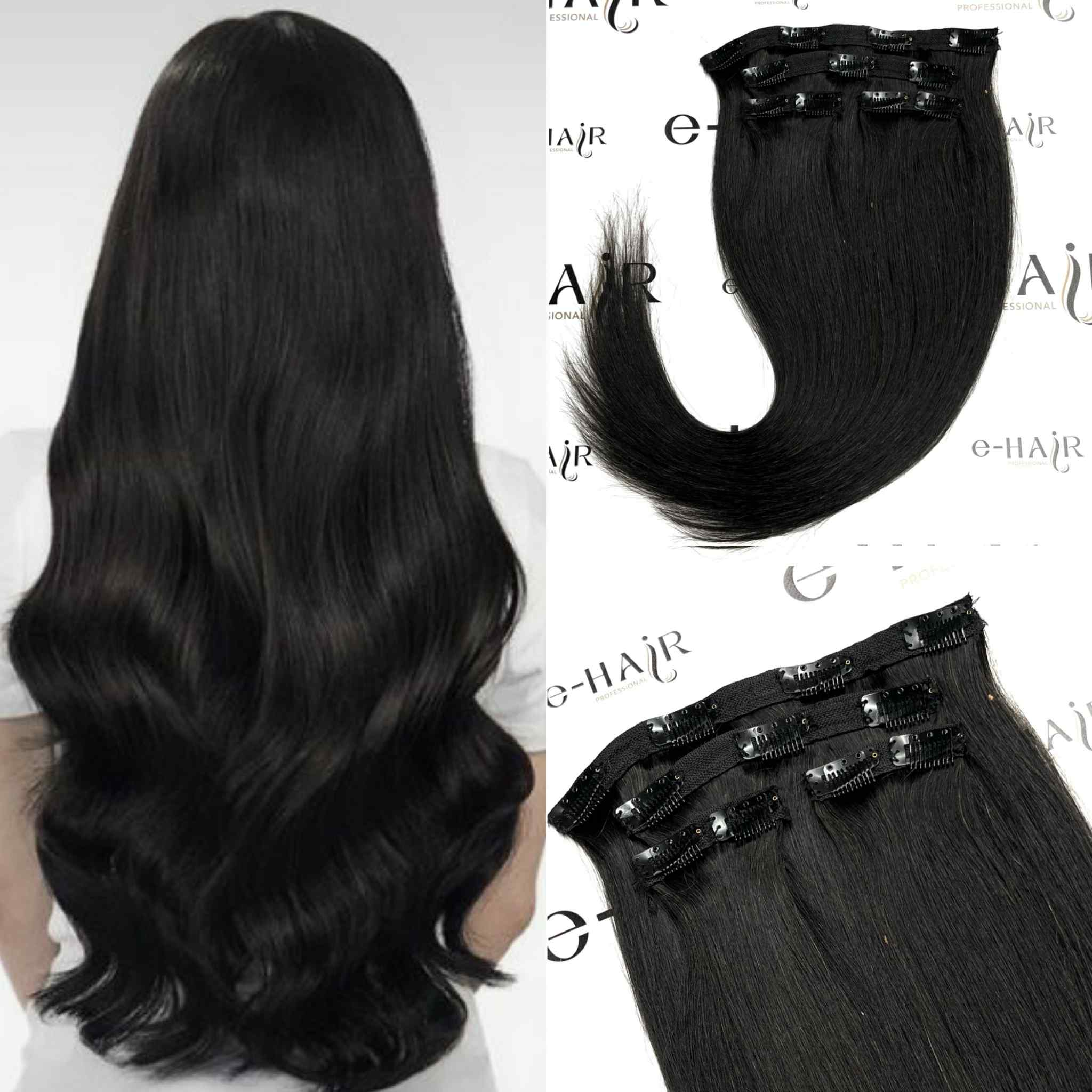 Τρέσα Με Clips Gold Line Russian Hair 55cm 1B# Natural Black
