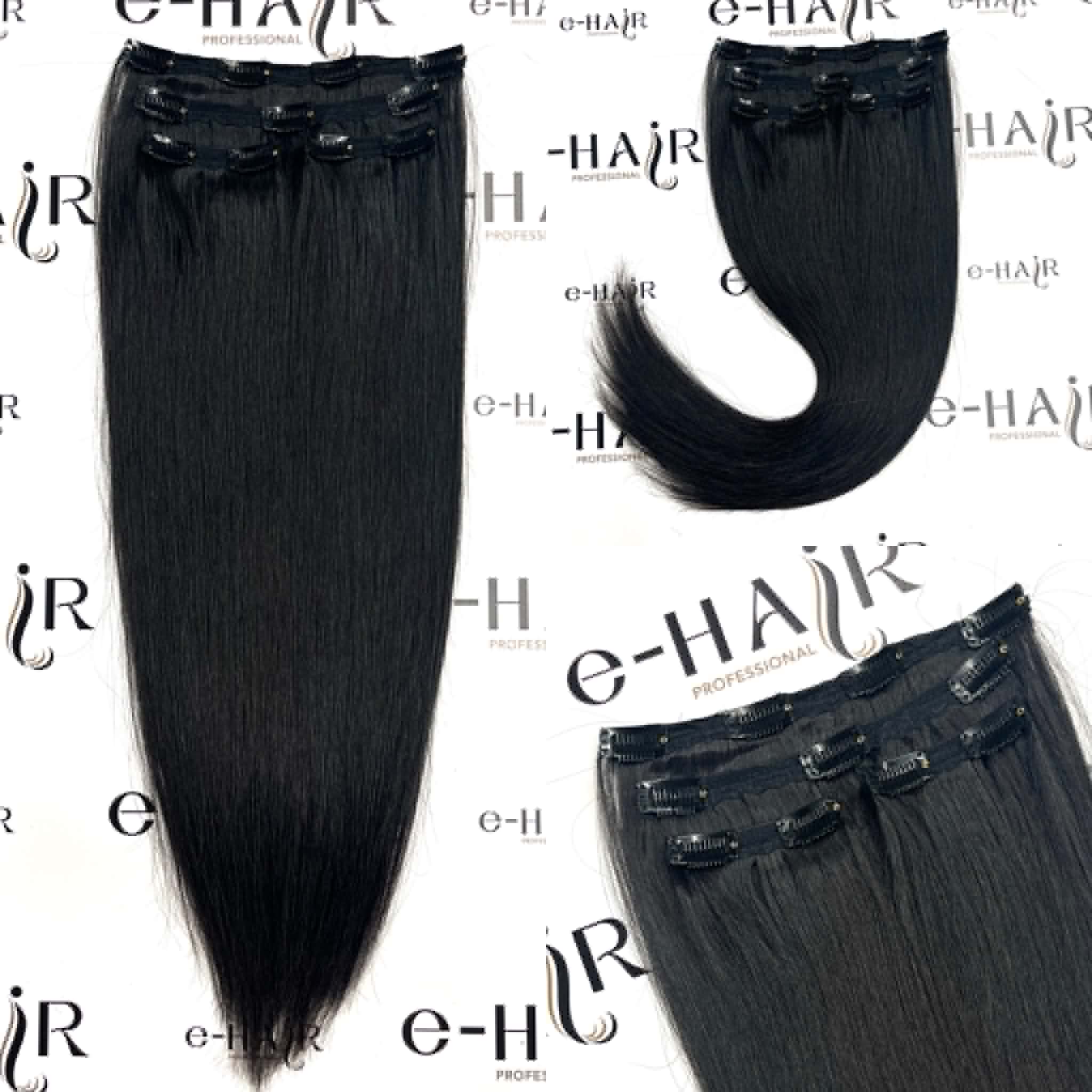 Τρέσα Με Clips Gold Line Russian Hair 55cm 1B# Natural Black - Image 2