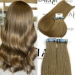 Tape Extensions Silver Line 55 CM (10)Pcs  8# Caramel Brown