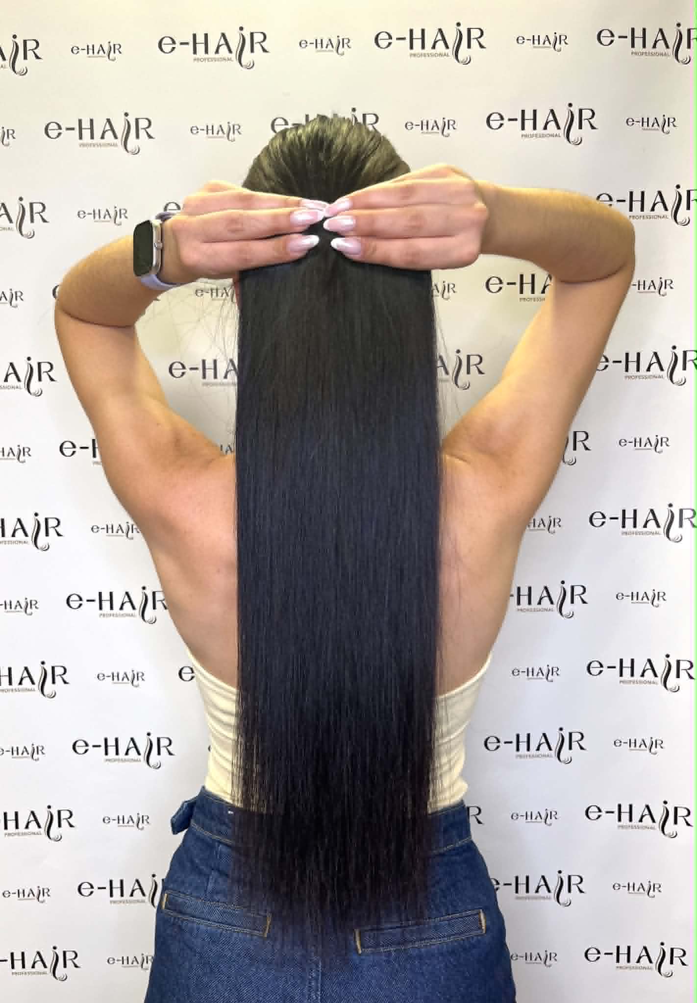 Τρέσα Με Clips Gold Line Russian Hair 55cm 1B# Natural Black - Image 3