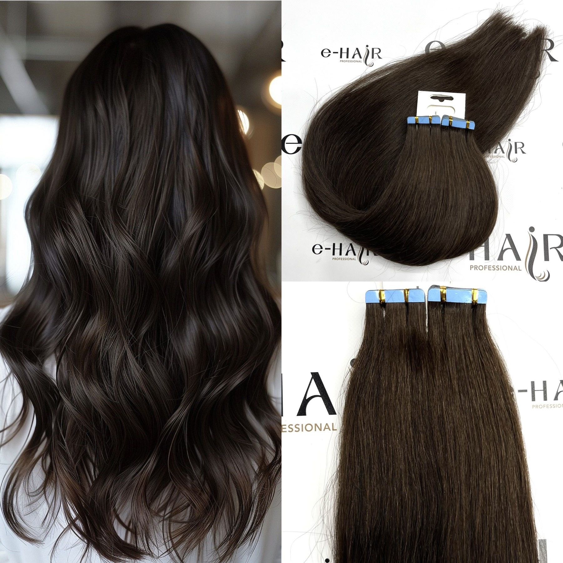 Tape Extensions Silver Line 55-60 CM (10)Pcs 2# Dark Brown