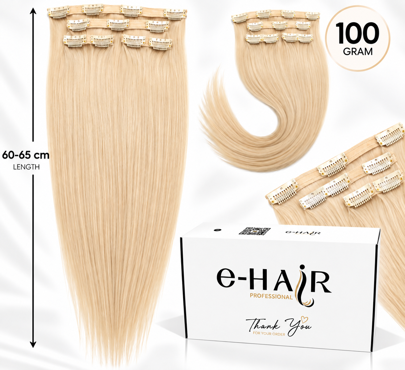 Τρέσα Φυσική Bronze line Hair Με Clips 60-65cm 100gram Silver#