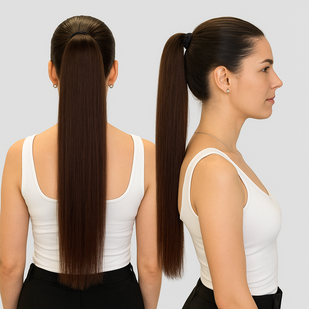 Αλογοουρά Ponytail Φυσικά Μαλλιά Silver Line Με Χτενάκι 45-50cm 2# Dark Brown - Image 5