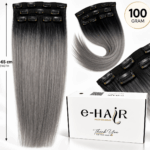 Τρέσα Φυσική Bronze line Hair Με Clips 60-65cm 100gram Ombre 1B-Gray#