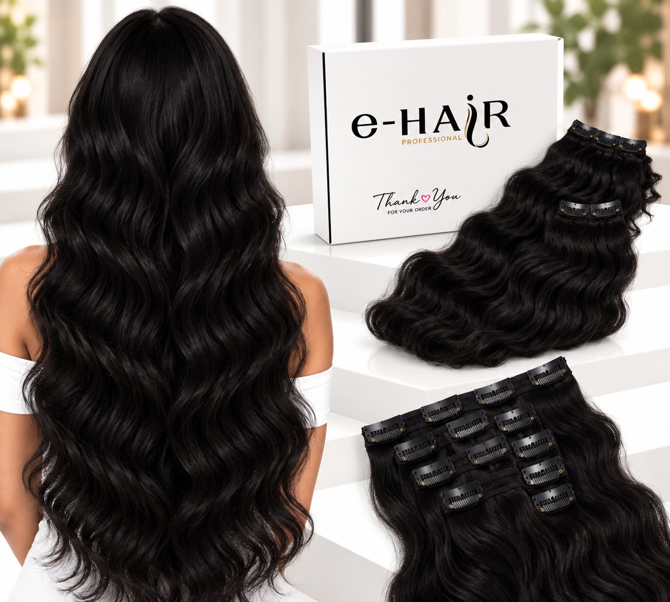 Τρέσα Φυσική με Clips Russian Hair Gold line Wave 55-60cm 1b#
