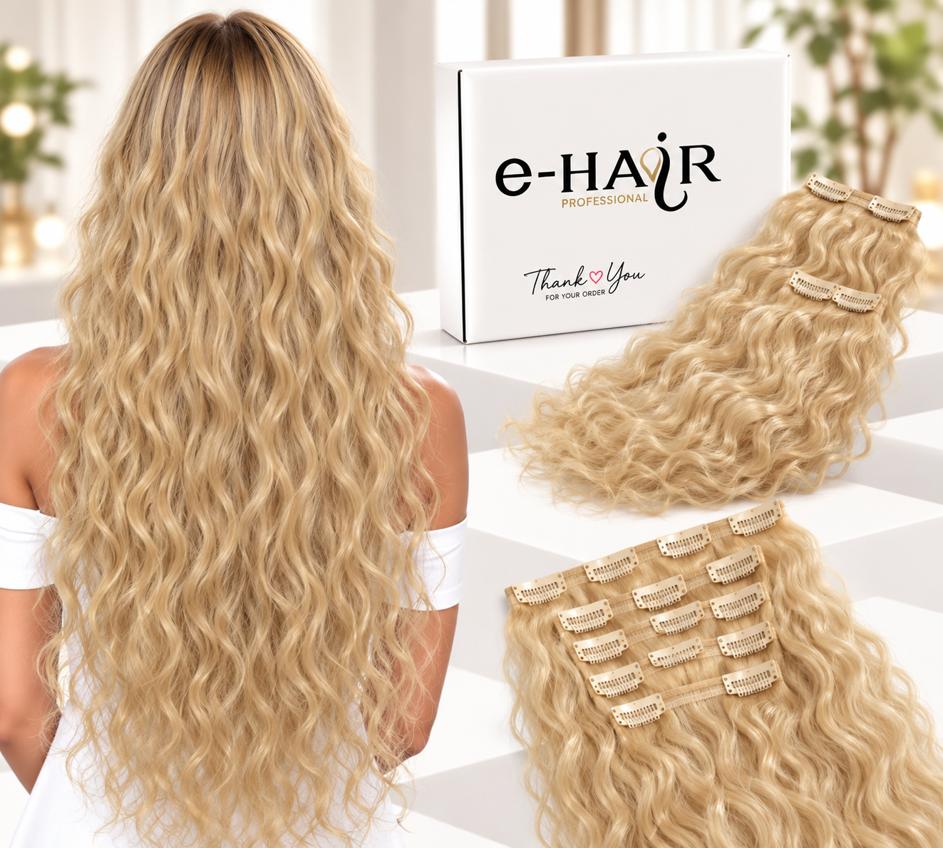 Τρέσα Φυσική με Clips Russian Hair Gold line Wave 60-65cm 22#