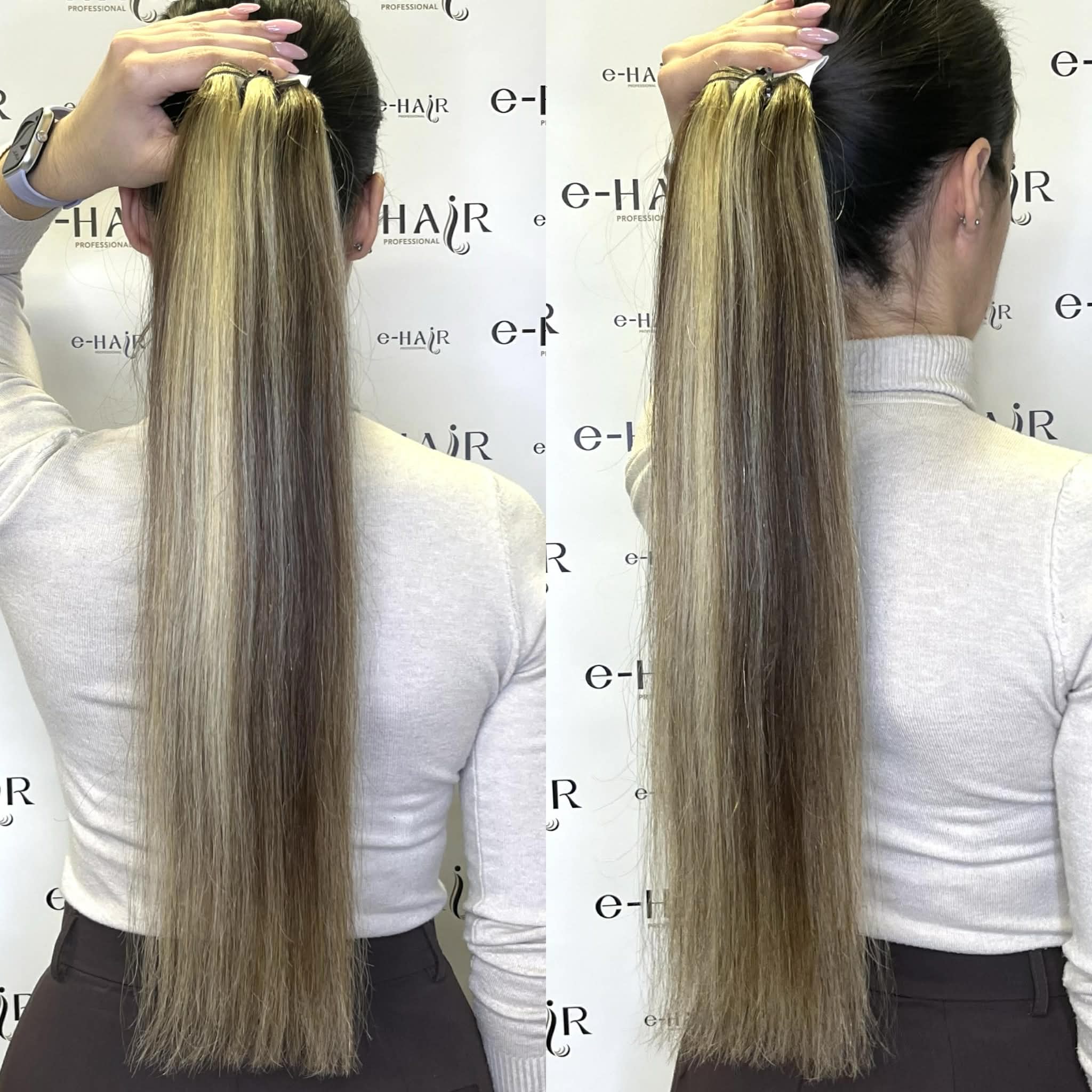 Αλογοουρά Ponytail Φυσικά Μαλλιά Silver Line Με Χτενάκι 55cm Με Ανταύγειες P27-613# - Image 3