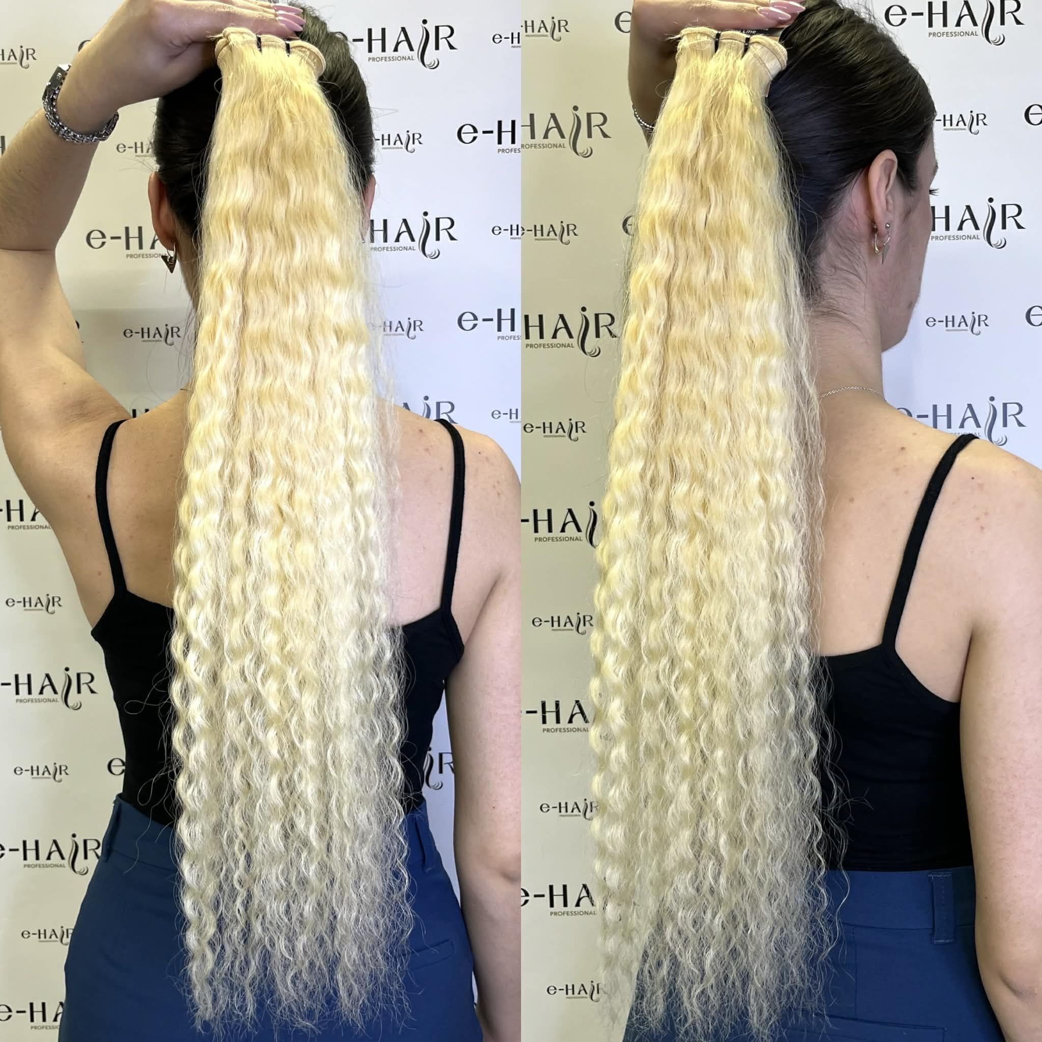 Αλογοουρά Φυσική Russian Hair Gold Line Deep Wave 60-65cm 1b# Natural Black - Image 2