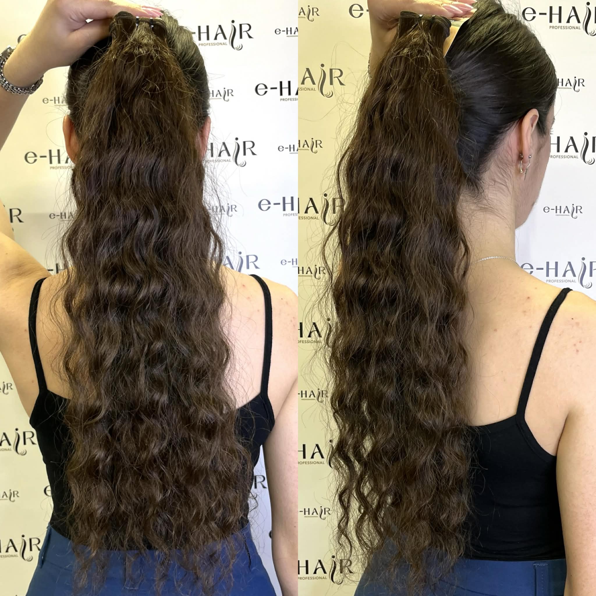 Αλογοουρά Φυσική Russian Hair Gold Line Deep Wave 60-65cm 1b# Natural Black - Image 3