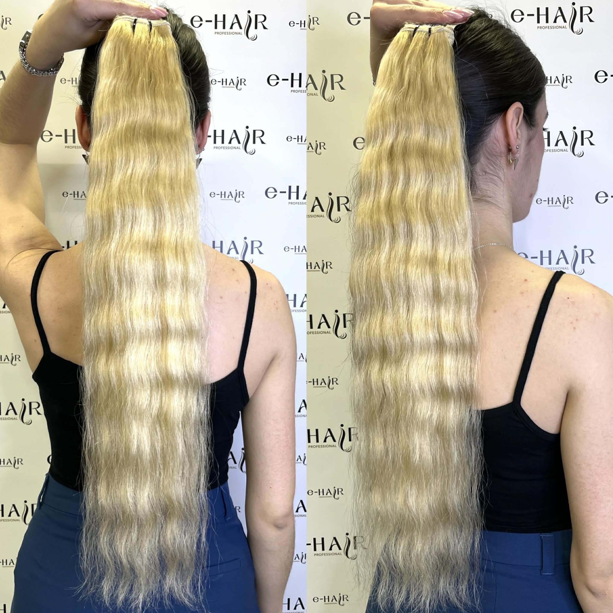 Αλογοουρά Φυσική Russian Hair Gold Line Deep Wave 60-65cm 1b# Natural Black - Image 5