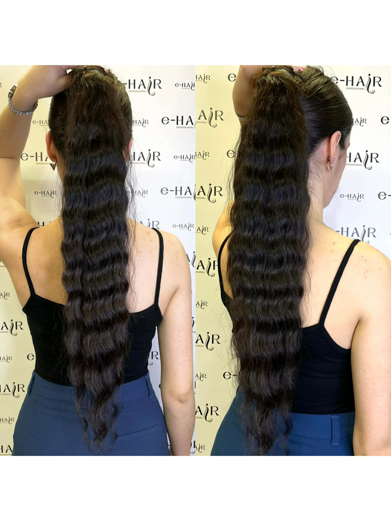 Αλογοουρά Φυσική Russian Hair Gold Line Deep Wave 60-65cm 1b# Natural Black