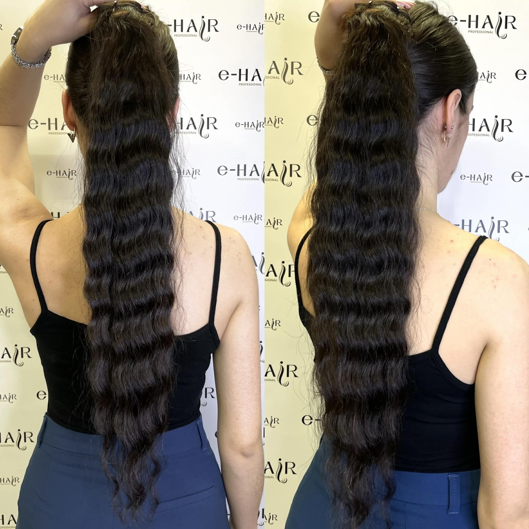 Αλογοουρά Φυσική Russian Hair Gold Line Deep Wave 60-65cm 1b# Natural Black - Image 6