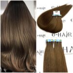 Tape Extensions Silver Line 50-55 CM (10)Pcs 6b# Ash Brown