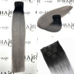 Τρέσα Φυσική Bronze line Hair Με Clips 55-60cm Ombre 1B-Gray#