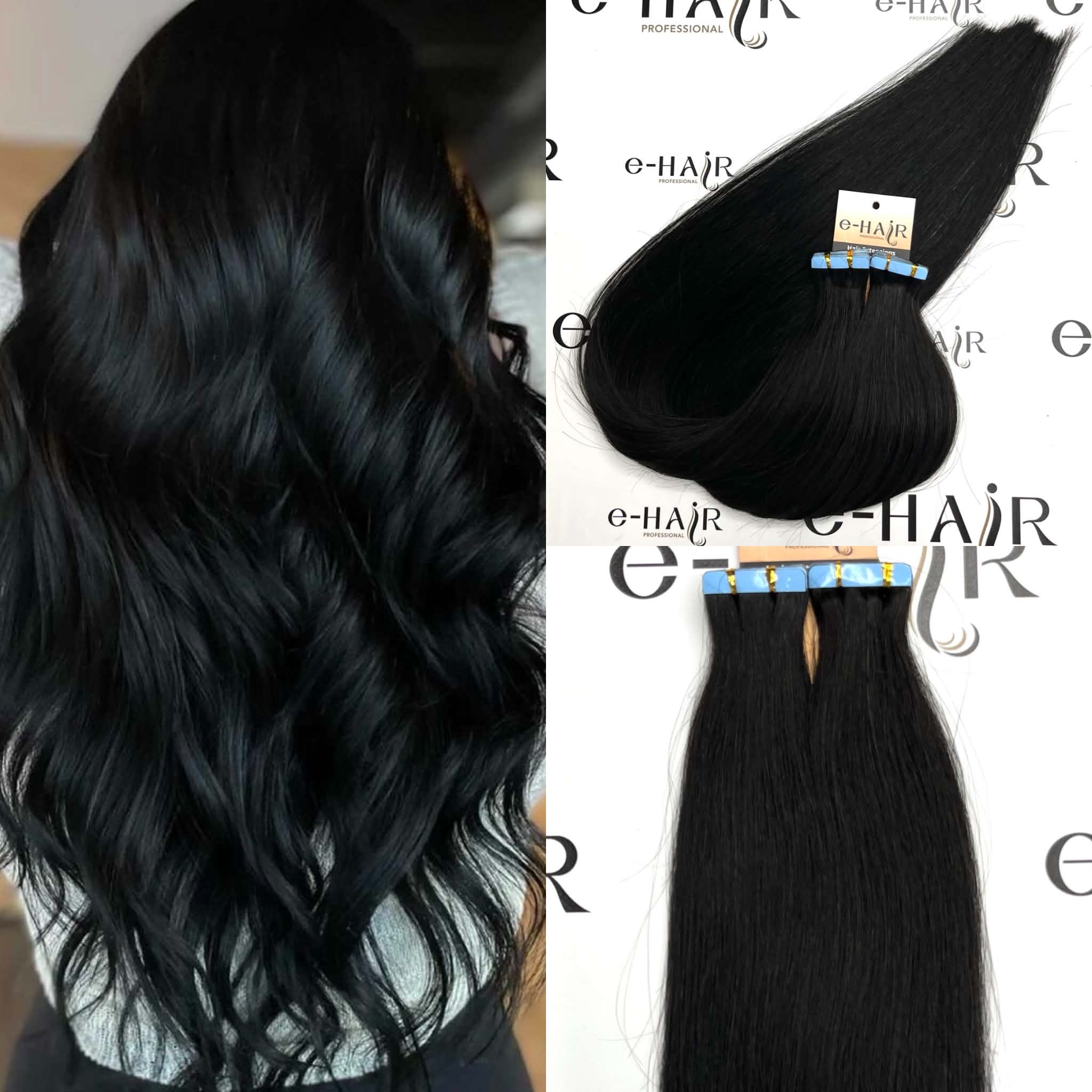 Tape Extensions Gold Line 10 Pcs 1# Jet black 60-65cm