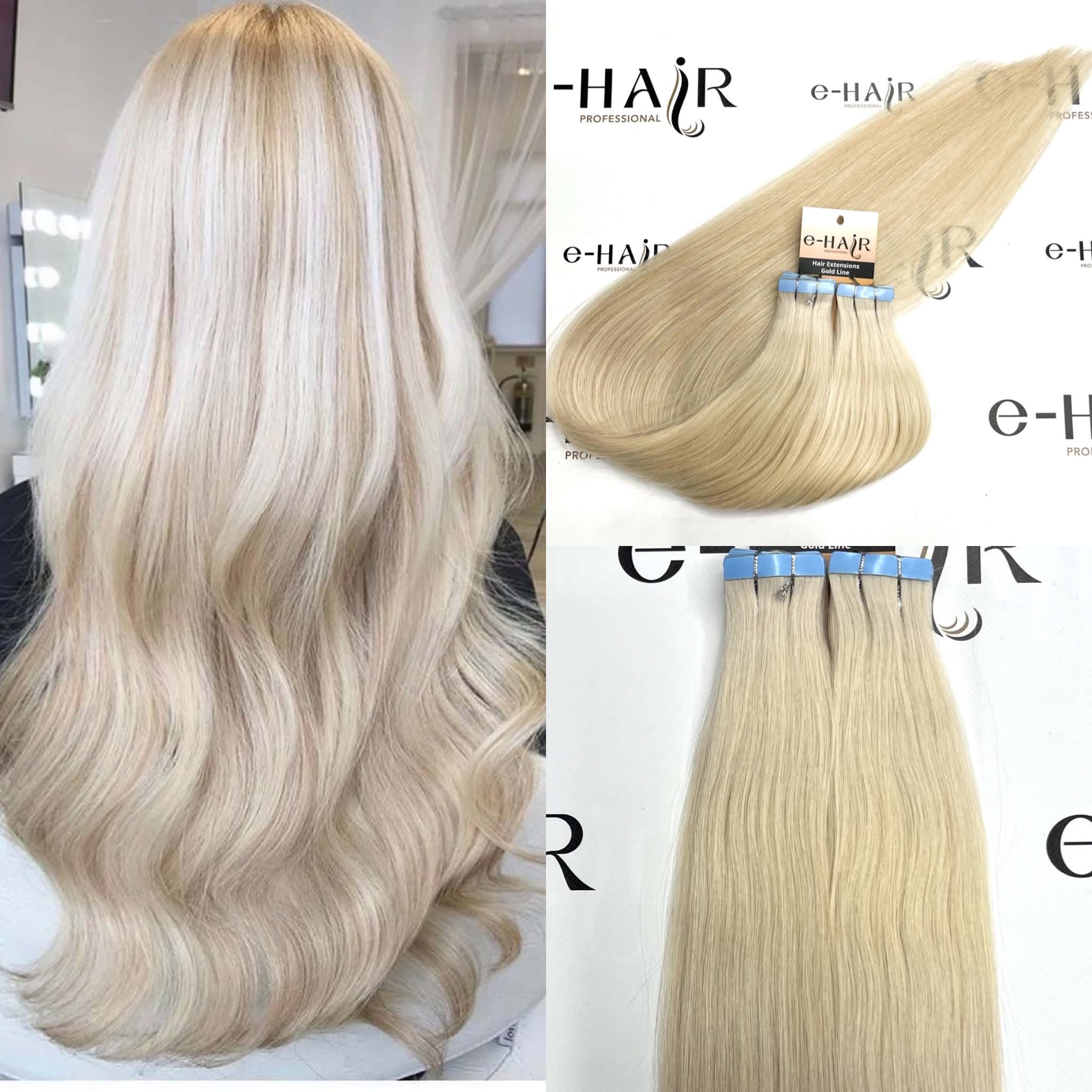 Tape Extensions Gold Line 10 Pcs Pearl-White# 60-65cm