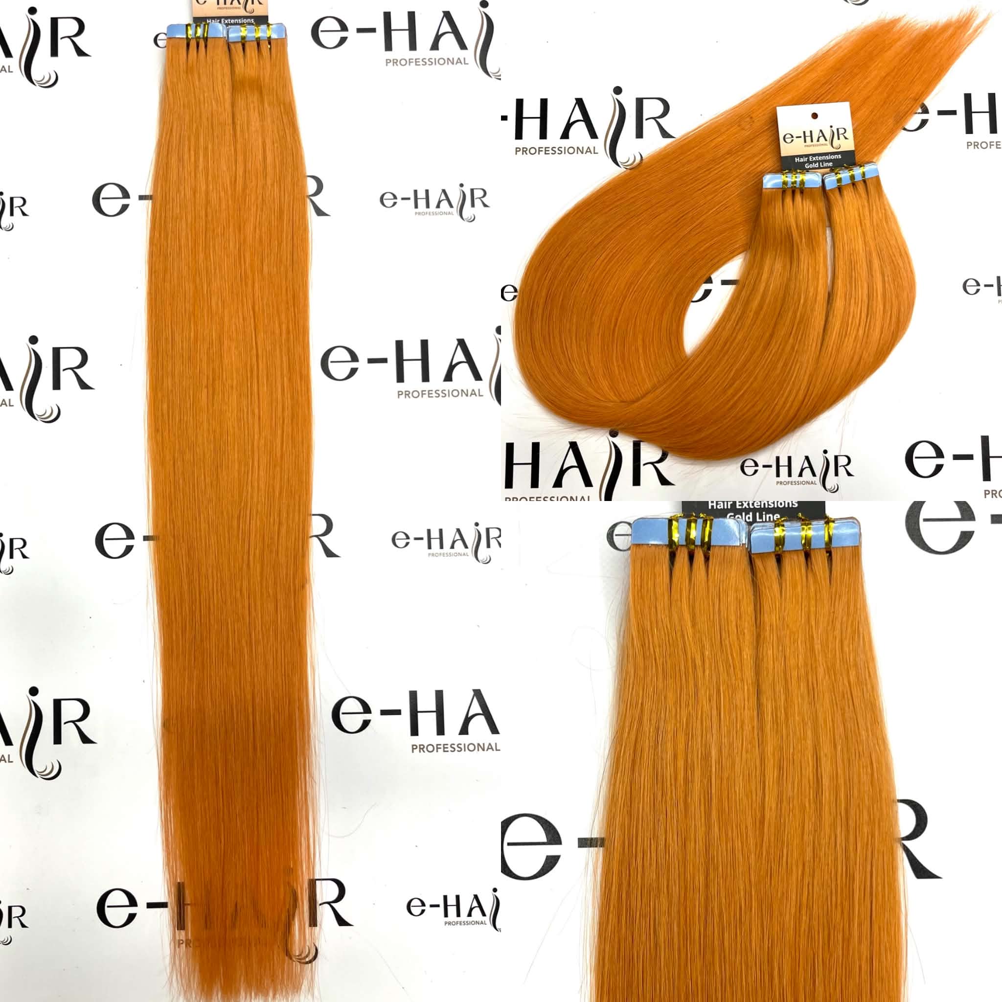 Tape Extensions Gold Line 10 Pcs Orange# 60-65cm