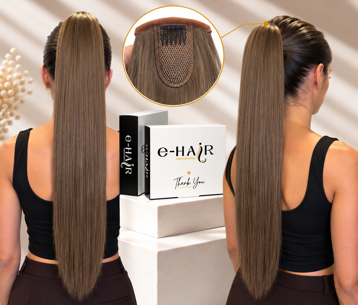 Αλογοουρά ponytail φυσικά μαλλιά bronze line 55-60cm 6# Light Brown