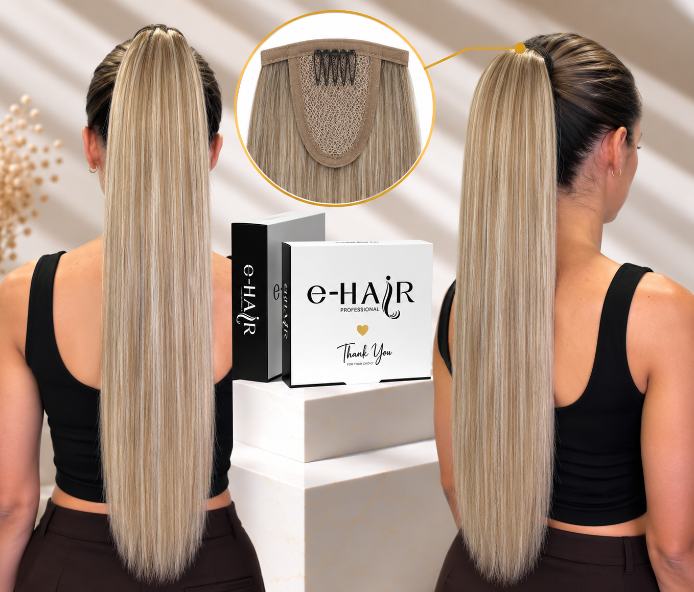 Αλογοουρά ponytail φυσικά μαλλιά bronze line 55-60cm Mix3#