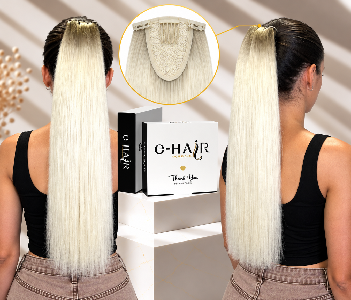 Αλογοουρά ponytail φυσικά μαλλιά bronze line 55-60cm Nb#